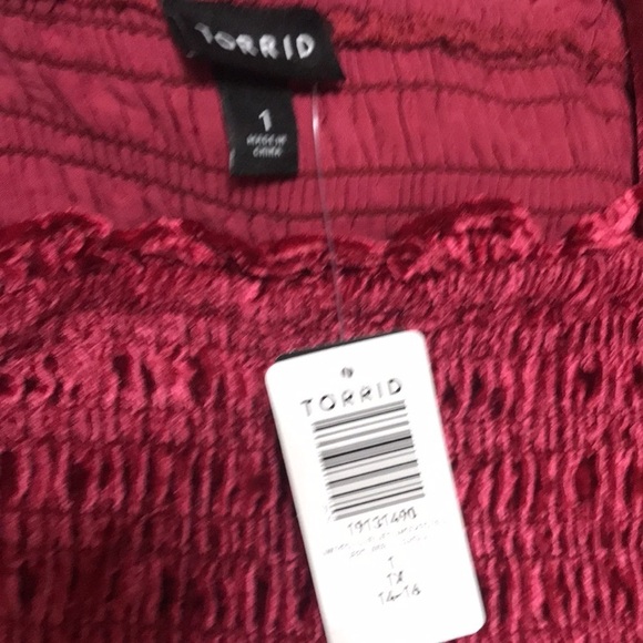 Torrid Velvet Smocked Blouson Crop Top Sz 1X - Picture 6 of 8